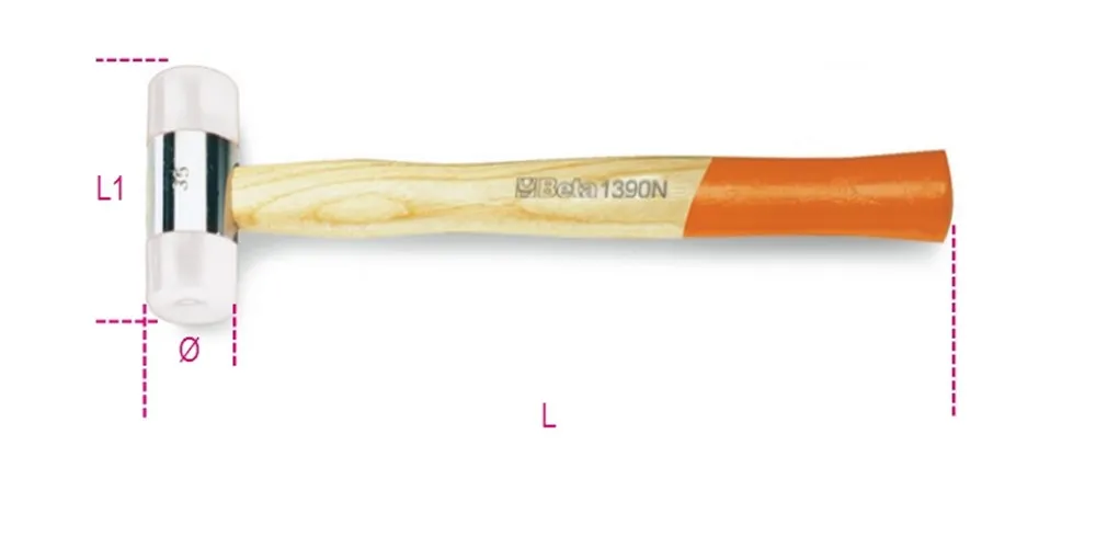 1390n 28-nylon hamers, houten steel
