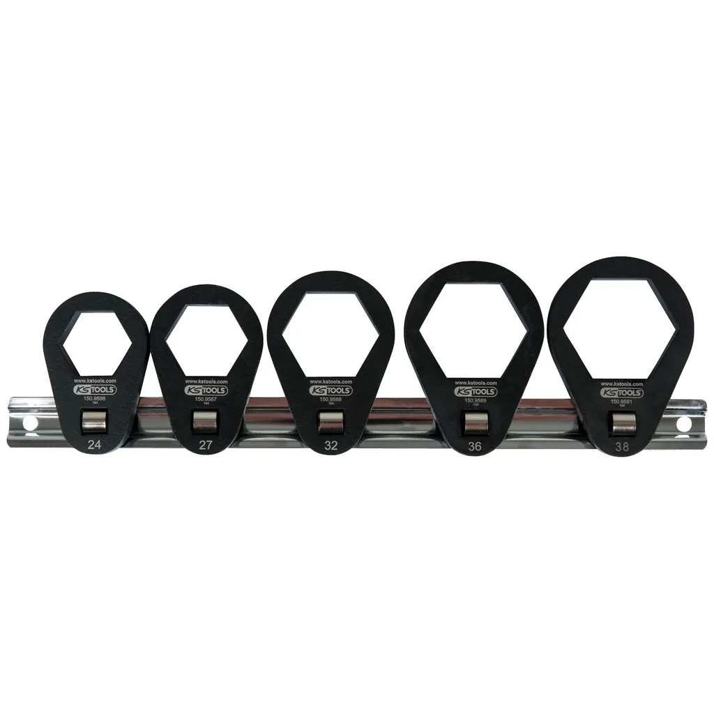 3/8" insteekringsleutelset, extra plat, 5-dlg