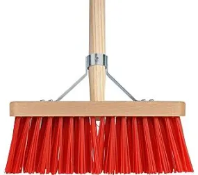 Bezem kunststof rood incl. steel 28 cm