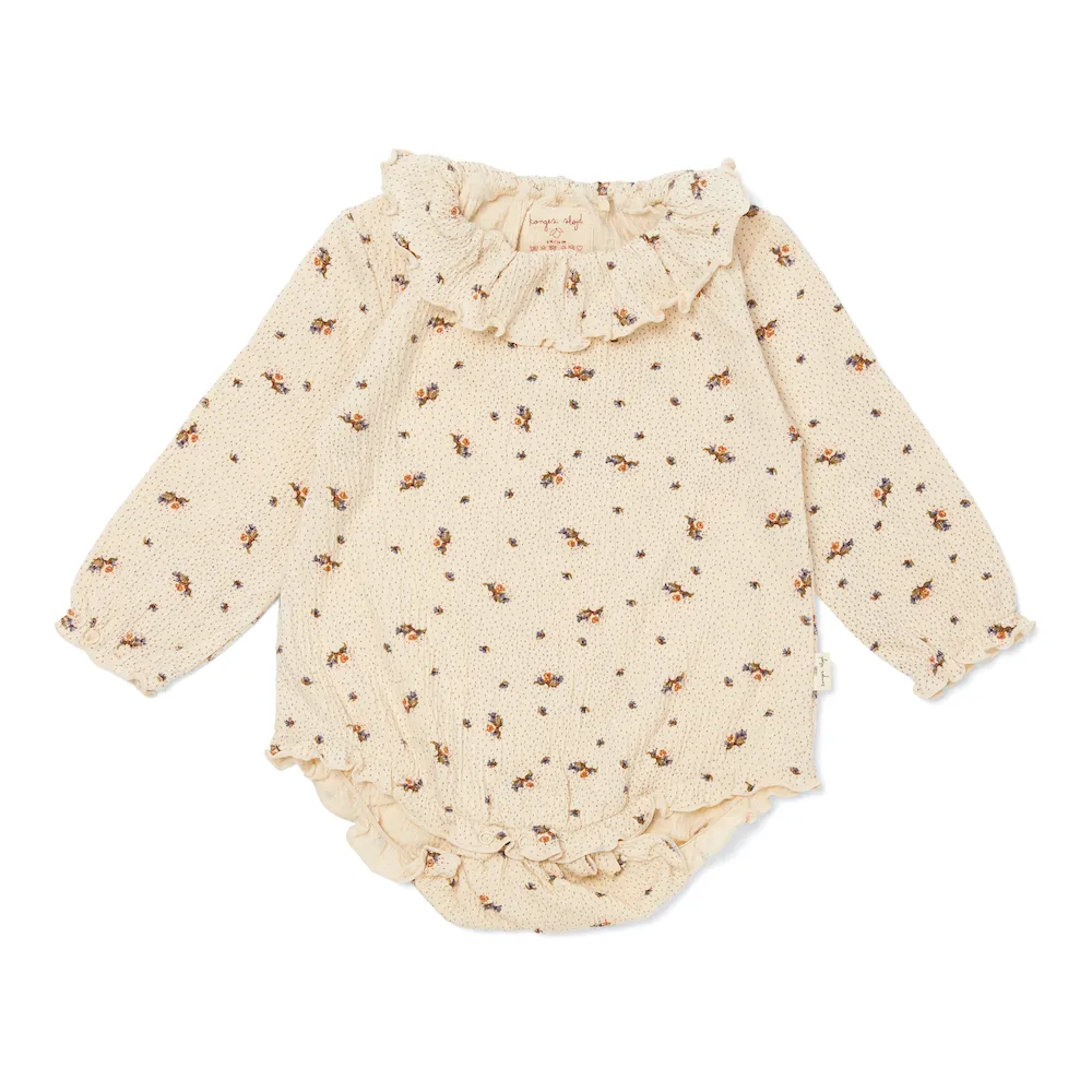 Konges Slojd / Sloejd chleo body flower bouquet romper met kraagje creme wit met bloemetjes