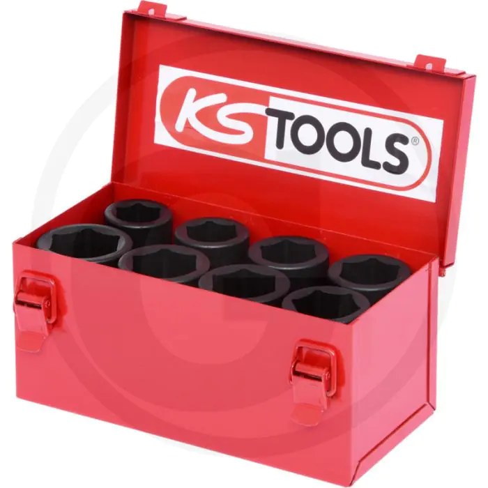Ks tools 3/4" krachtdopsleutelset, zeskant 8-delig in stalen koffer - sleutelmaten 24-36mm