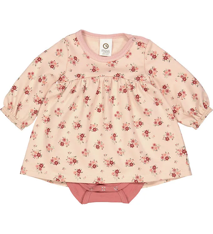 Müsli Body met Rok l/s - Dahlia - Rose Sugar m. Bloemen