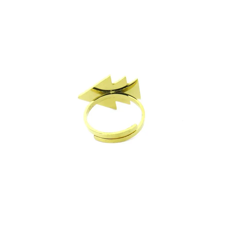Ring met driehoeken stainless steel in goud met zwart