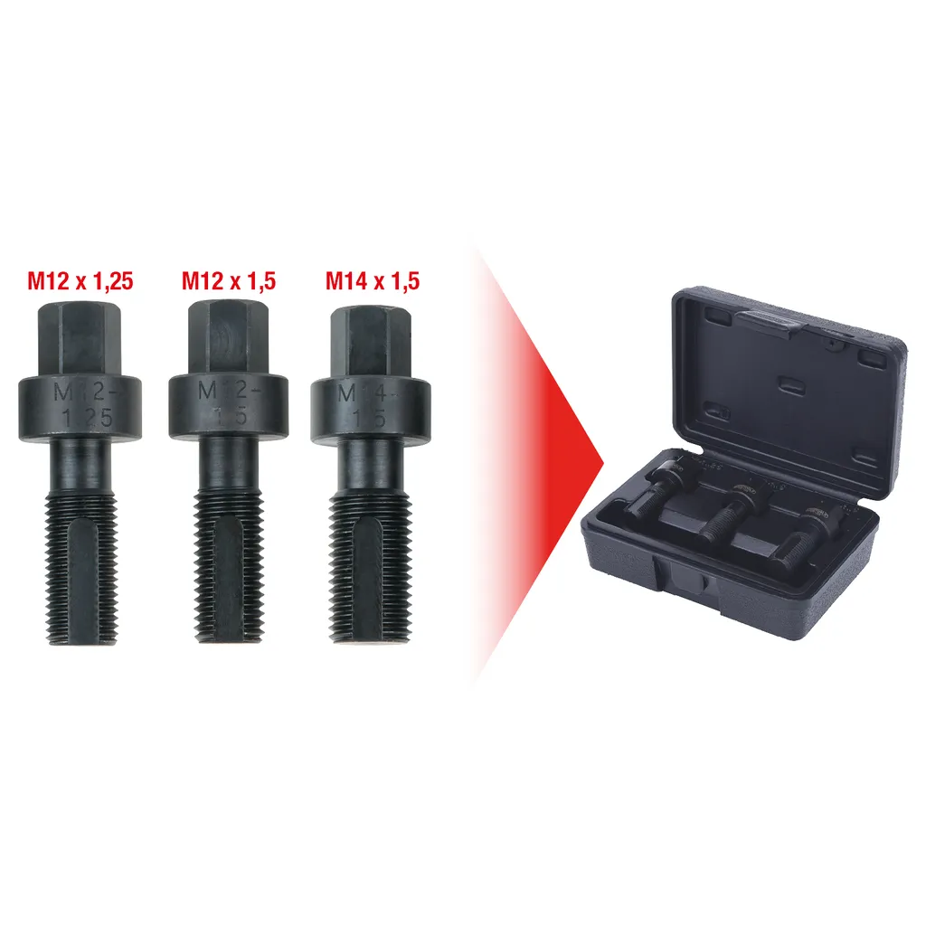 Schroefdraadreparatieset voor wielmoeren, 3-dlg