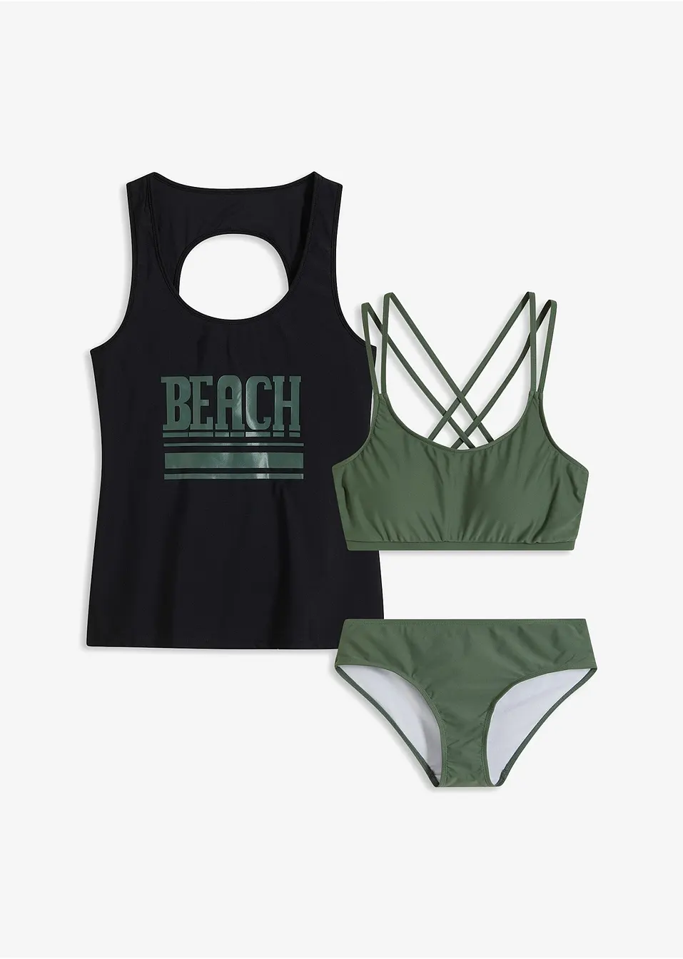 Tankini en bikinitop (3-dlg. set)   