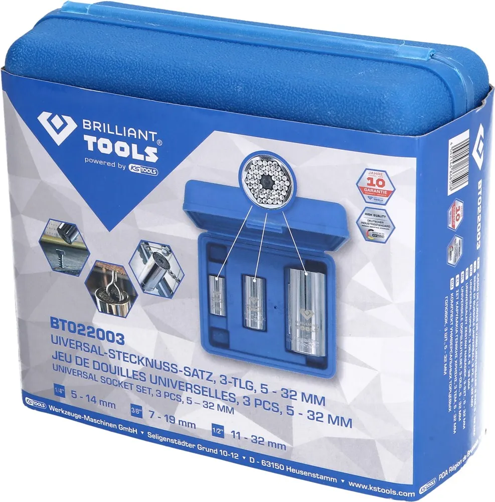 Universele dopsleutelset, 3-dlg., 5 - 32 mm