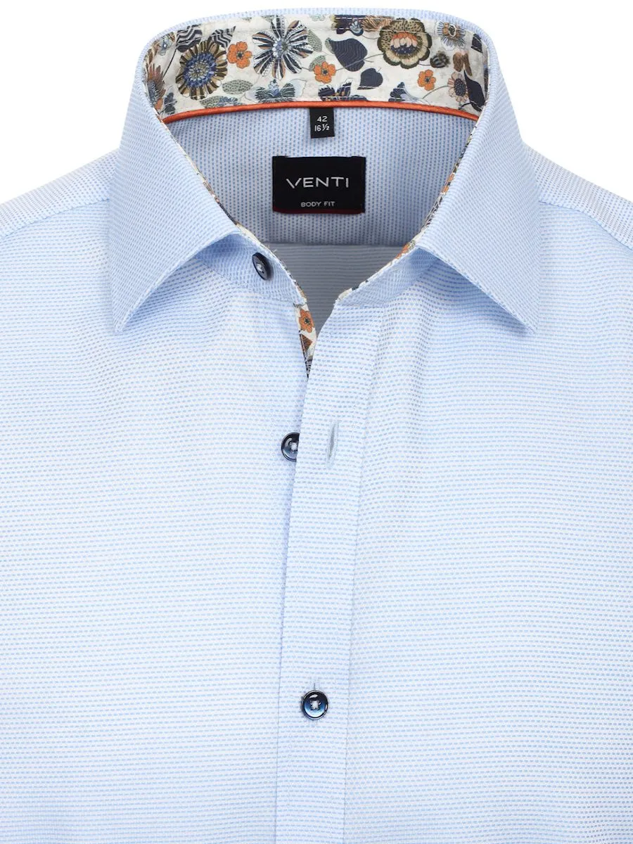 Venti Heren Overhemd Met Bloemenkraag Body Fit 144275400-100 Blauw